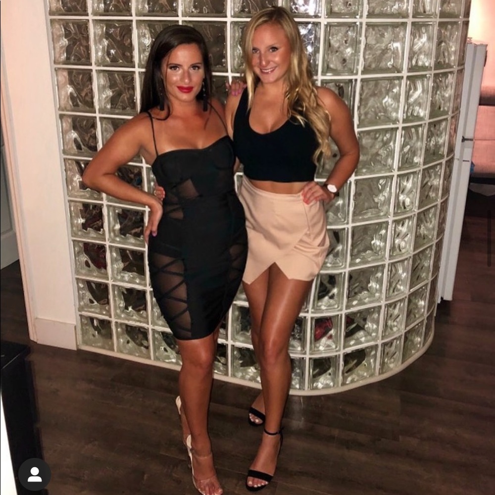 Tan mini skirt